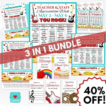 teacher appreciation week invitation sign poster flyer tag set